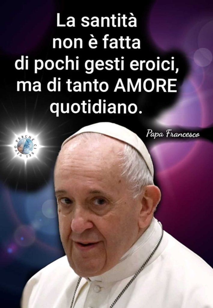 La santità non è fatta di pochi gesti eroici, ma di tanto amore quotidiano. - Papa Francesco