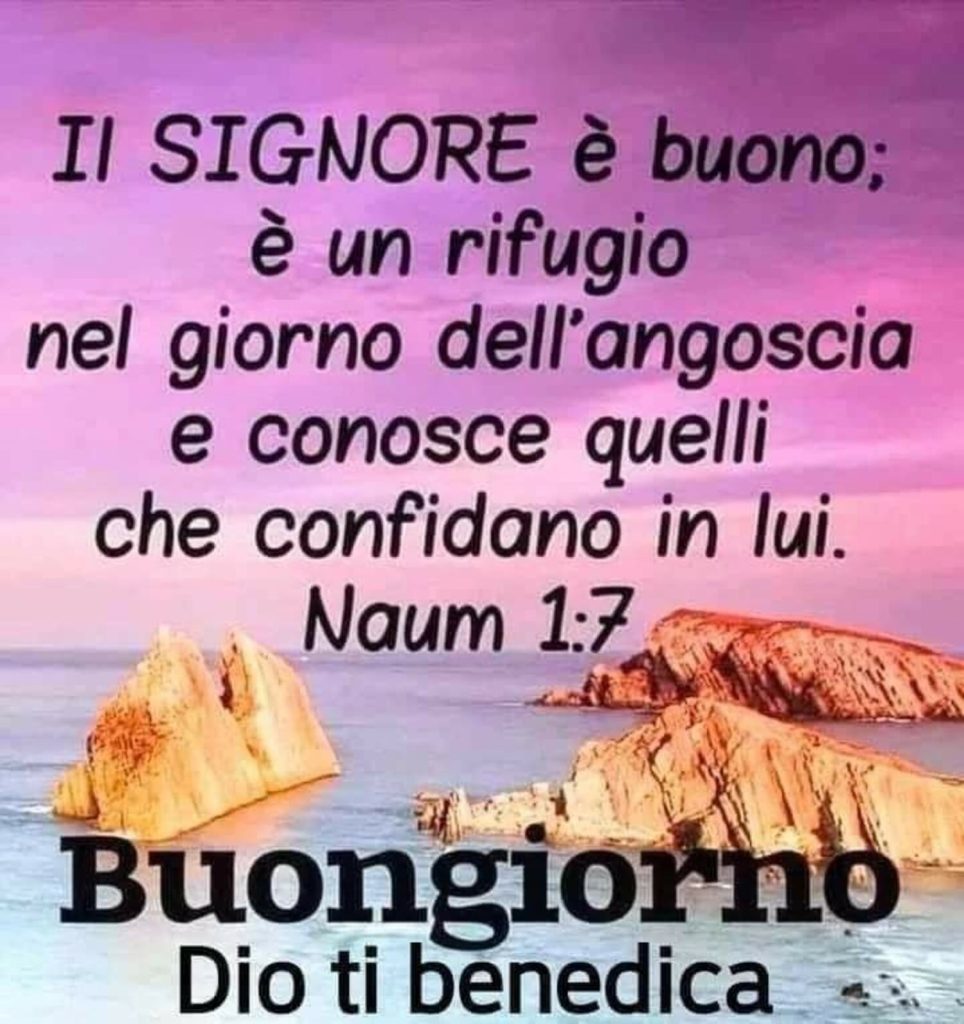 Il Signore è buono; è un rifugio nel giorno dell'angoscia e conosce quelli che confidano il Lui. Buongiorno Dio Vi Benedica