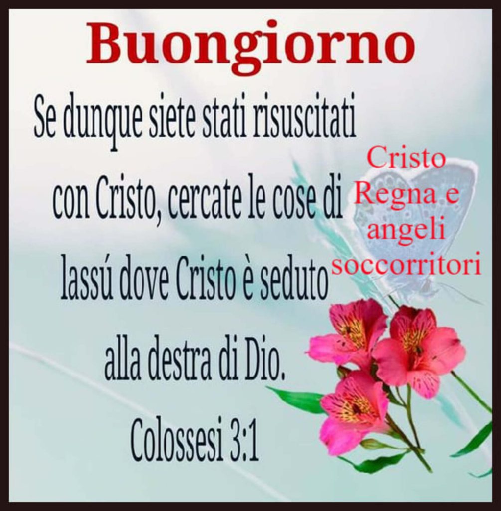 Buongiorno. se dunque siete stati risuscitati con Cristo, cercate le cose di lassù dove Cristo è seduto alla destra di Dio. - Colossesi 3:1