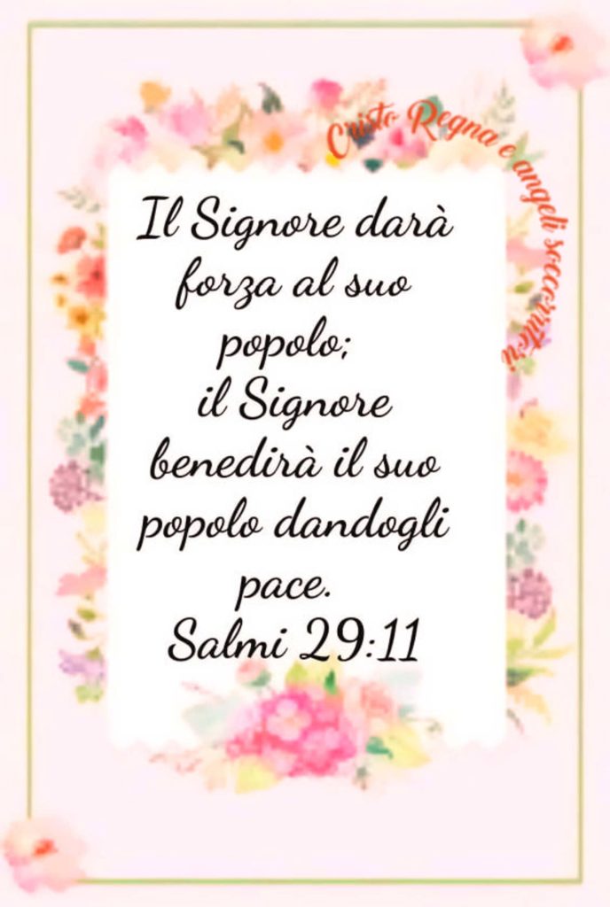 Il Signore darà forza al suo popolo; il Signore benedirà il suo popolo dandogli pace. - Salmi 29:11