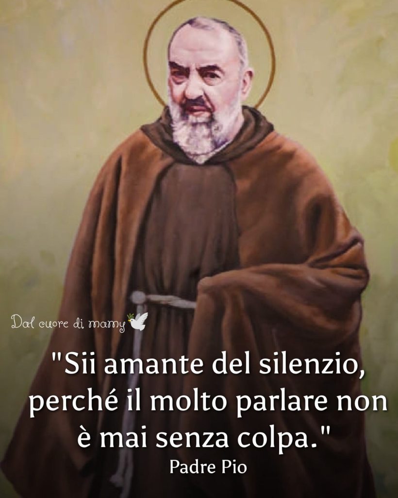 "Sii amante del silenzio, perché il molto parlare non è mai senza colpa." - P. Pio